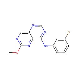 COc1ncc2ncnc(Nc3cccc(Br)c3)c2n1 ZINC000003815137