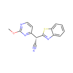 COc1nccc([C@@H](C#N)c2nc3ccccc3s2)n1 ZINC000034040208