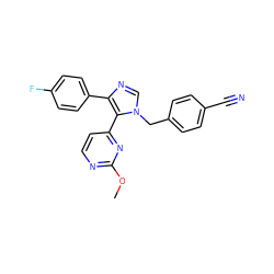 COc1nccc(-c2c(-c3ccc(F)cc3)ncn2Cc2ccc(C#N)cc2)n1 ZINC000040935215