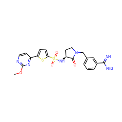 COc1nccc(-c2ccc(S(=O)(=O)N[C@H]3CCN(Cc4cccc(C(=N)N)c4)C3=O)s2)n1 ZINC000013800339