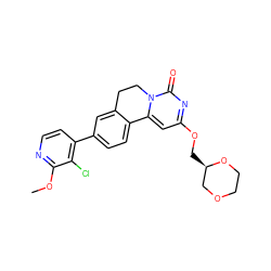 COc1nccc(-c2ccc3c(c2)CCn2c-3cc(OC[C@@H]3COCCO3)nc2=O)c1Cl ZINC000142919287