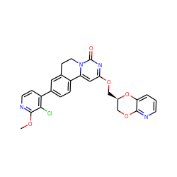 COc1nccc(-c2ccc3c(c2)CCn2c-3cc(OC[C@@H]3COc4ncccc4O3)nc2=O)c1Cl ZINC000219843101