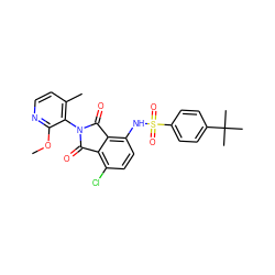 COc1nccc(C)c1N1C(=O)c2c(Cl)ccc(NS(=O)(=O)c3ccc(C(C)(C)C)cc3)c2C1=O ZINC000653852916