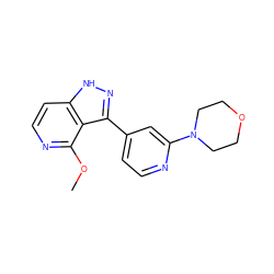 COc1nccc2[nH]nc(-c3ccnc(N4CCOCC4)c3)c12 ZINC000114772945