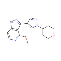 COc1nccc2[nH]nc(-c3cnn(C4CCOCC4)c3)c12 ZINC000114771924