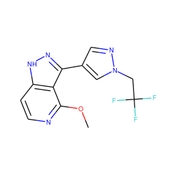 COc1nccc2[nH]nc(-c3cnn(CC(F)(F)F)c3)c12 ZINC000114772875