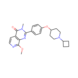 COc1nccc2c(=O)n(C)c(-c3ccc(OC4CCN(C5CCC5)CC4)cc3)nc12 ZINC000034630484