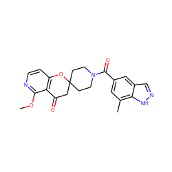 COc1nccc2c1C(=O)CC1(CCN(C(=O)c3cc(C)c4[nH]ncc4c3)CC1)O2 ZINC000049067745