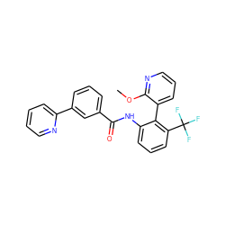 COc1ncccc1-c1c(NC(=O)c2cccc(-c3ccccn3)c2)cccc1C(F)(F)F ZINC001772629060