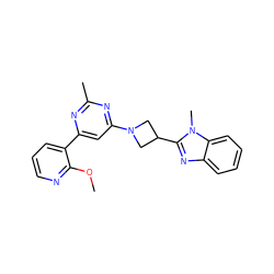 COc1ncccc1-c1cc(N2CC(c3nc4ccccc4n3C)C2)nc(C)n1 ZINC000143098788