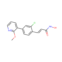 COc1ncccc1-c1ccc(/C=C/C(=O)NO)c(Cl)c1 ZINC000084668452