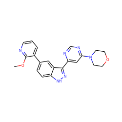 COc1ncccc1-c1ccc2[nH]nc(-c3cc(N4CCOCC4)ncn3)c2c1 ZINC000225558029