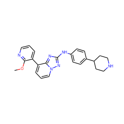 COc1ncccc1-c1cccn2nc(Nc3ccc(C4CCNCC4)cc3)nc12 ZINC000096169777