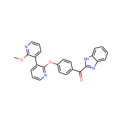 COc1ncccc1-c1cccnc1Oc1ccc(C(=O)c2nc3ccccc3[nH]2)cc1 ZINC000139429674