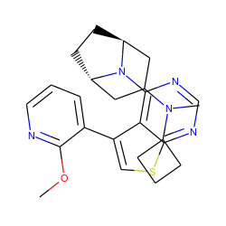 COc1ncccc1-c1csc2ncnc(N3[C@H]4CC[C@H]3CC(N(C)C3CCC3)C4)c12 ZINC000146518952