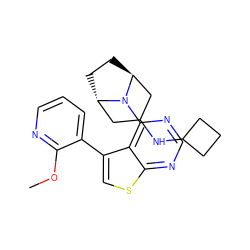 COc1ncccc1-c1csc2ncnc(N3[C@H]4CC[C@H]3CC(NC3CCC3)C4)c12 ZINC000146584426