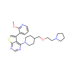 COc1ncccc1-c1csc2ncnc(N3CCC(COCCN4CCCC4)CC3)c12 ZINC000146432029