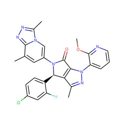 COc1ncccc1-n1nc(C)c2c1C(=O)N(c1cc(C)c3nnc(C)n3c1)[C@@H]2c1ccc(Cl)cc1F ZINC000261117797