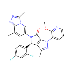 COc1ncccc1-n1nc(C)c2c1C(=O)N(c1cc(C)c3nnc(C)n3c1)[C@@H]2c1ccc(F)cc1F ZINC000261081871