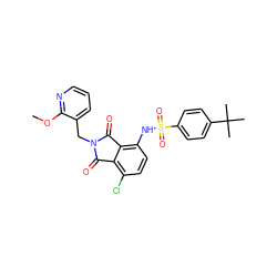 COc1ncccc1CN1C(=O)c2c(Cl)ccc(NS(=O)(=O)c3ccc(C(C)(C)C)cc3)c2C1=O ZINC000653853268