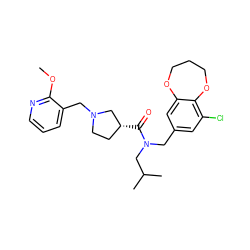 COc1ncccc1CN1CC[C@@H](C(=O)N(Cc2cc(Cl)c3c(c2)OCCCO3)CC(C)C)C1 ZINC000139047973