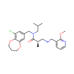 COc1ncccc1CNC[C@@H](C)C(=O)N(Cc1cc(Cl)c2c(c1)OCCCO2)CC(C)C ZINC000114100413