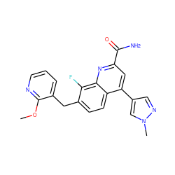 COc1ncccc1Cc1ccc2c(-c3cnn(C)c3)cc(C(N)=O)nc2c1F ZINC000221612478