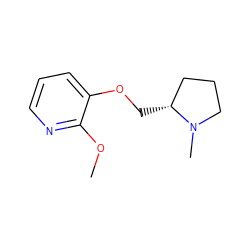 COc1ncccc1OC[C@@H]1CCCN1C ZINC000147440495