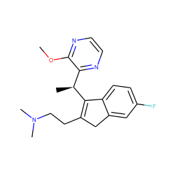 COc1nccnc1[C@H](C)C1=C(CCN(C)C)Cc2cc(F)ccc21 ZINC000049069114