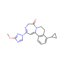 COc1ncn(C2=NCC(=O)N3CCc4c(cccc4C4CC4)C3=C2)n1 ZINC000149506247