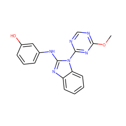 COc1ncnc(-n2c(Nc3cccc(O)c3)nc3ccccc32)n1 ZINC000071318117