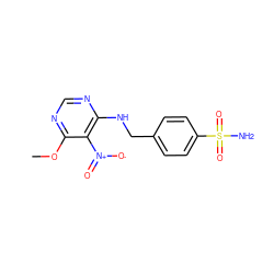 COc1ncnc(NCc2ccc(S(N)(=O)=O)cc2)c1[N+](=O)[O-] ZINC000058638498