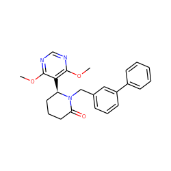 COc1ncnc(OC)c1[C@@H]1CCCC(=O)N1Cc1cccc(-c2ccccc2)c1 ZINC000167384184