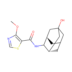 COc1ncsc1C(=O)NC1[C@H]2CC3C[C@H]1CC(O)(C3)C2 ZINC000103247156