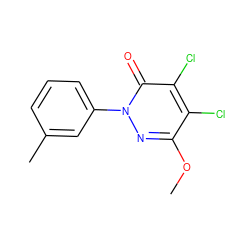 COc1nn(-c2cccc(C)c2)c(=O)c(Cl)c1Cl ZINC000066114200