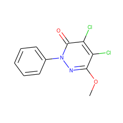 COc1nn(-c2ccccc2)c(=O)c(Cl)c1Cl ZINC000000272742