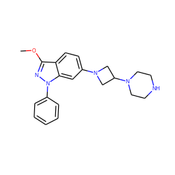 COc1nn(-c2ccccc2)c2cc(N3CC(N4CCNCC4)C3)ccc12 ZINC000147357828
