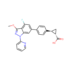 COc1nn(-c2ccccn2)c2cc(-c3ccc([C@H]4C[C@@H]4C(=O)O)cc3)cc(F)c12 ZINC001772584443