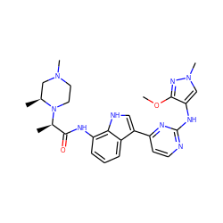 COc1nn(C)cc1Nc1nccc(-c2c[nH]c3c(NC(=O)[C@@H](C)N4CCN(C)C[C@@H]4C)cccc23)n1 ZINC001772610955