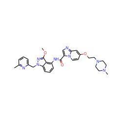 COc1nn(Cc2cccc(C)n2)c2cccc(NC(=O)c3cnc4cc(OCCN5CCN(C)CC5)ccn34)c12 ZINC000072315534