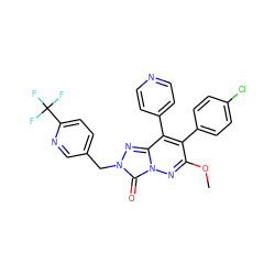 COc1nn2c(=O)n(Cc3ccc(C(F)(F)F)nc3)nc2c(-c2ccncc2)c1-c1ccc(Cl)cc1 ZINC000169346538