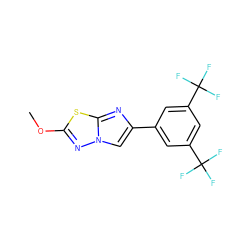 COc1nn2cc(-c3cc(C(F)(F)F)cc(C(F)(F)F)c3)nc2s1 ZINC001772576120