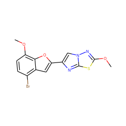 COc1nn2cc(-c3cc4c(Br)ccc(OC)c4o3)nc2s1 ZINC000653662933