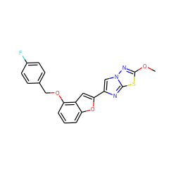 COc1nn2cc(-c3cc4c(OCc5ccc(F)cc5)cccc4o3)nc2s1 ZINC000653753066