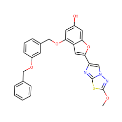 COc1nn2cc(-c3cc4c(OCc5cccc(OCc6ccccc6)c5)cc(O)cc4o3)nc2s1 ZINC000143849967