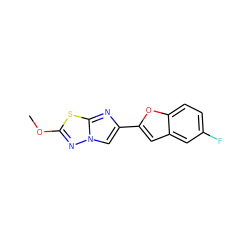 COc1nn2cc(-c3cc4cc(F)ccc4o3)nc2s1 ZINC000653686248