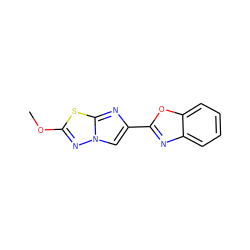 COc1nn2cc(-c3nc4ccccc4o3)nc2s1 ZINC000205961439