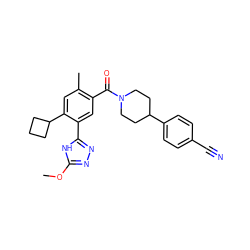 COc1nnc(-c2cc(C(=O)N3CCC(c4ccc(C#N)cc4)CC3)c(C)cc2C2CCC2)[nH]1 ZINC000150151992