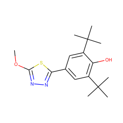 COc1nnc(-c2cc(C(C)(C)C)c(O)c(C(C)(C)C)c2)s1 ZINC000013796323