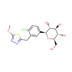 COc1nnc(Cc2cc([C@@H]3O[C@H](CO)[C@@H](O)[C@H](O)[C@H]3O)ccc2Cl)s1 ZINC000045338030